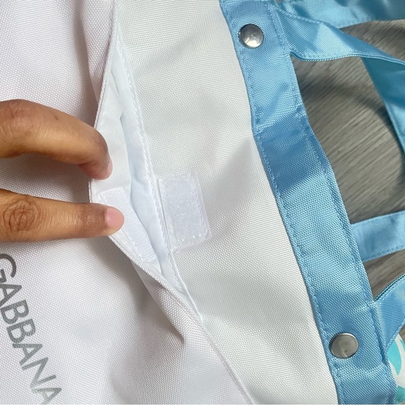 BAG BLUE WHITE  SHOULDER OVERSIZED NYLON BAG NWOT - Picture 4 of 13